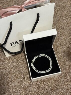 Pandora Polished Silver Cuban Link Bracelet